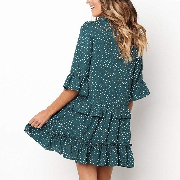 Cherfly Polkadot Ruffle Dress Size XL NWT - Picture 11 of 11